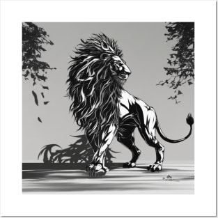 Lion Shadow Silhouette Anime Style Collection No. 195 Posters and Art